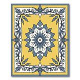 Yellow Blue Floral Medallion Area Rug