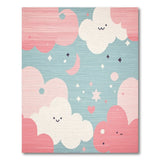 Adorable Kawaii Clouds Stars Kids Area Rug