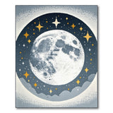 Celestial Full Moon and Stars Night Sky Rug