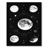 Celestial Moon Phases Black White Area Rug