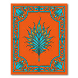 Teal Flame Motif Vibrant Orange Area Rug