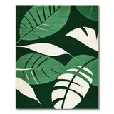 Coastal Beach Lush Green Monstera Leaf Area Rug