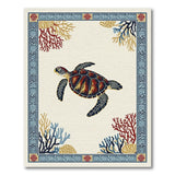 Sea Turtle Coral Reef Border Rug