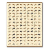 Vintage Fishing Flies Brown Tan Area Rug