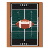 Green Football Field Area Rug with Centered Ball