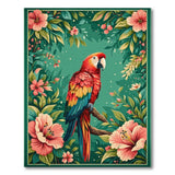 Macaw Parrot Hibiscus Floral Area Rug