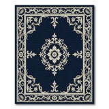 Blue and Teal Navy Ornate Floral Medallion Area Rug