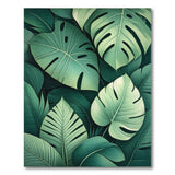 Lush Monstera Leaves Green Coastal Beach Area Rug