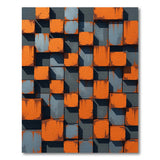 Rusty Orange Grey Cube Area Rug