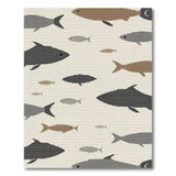 Neutral Fish School Silhouette Area Rug