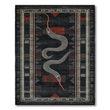 Tribal Serpent Rug Black with White Snake