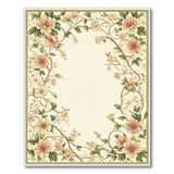 Elegant Cream Floral Border Area Rug