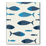 Whimsical Navy Fish Coastal Area Rug