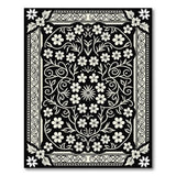 Black and White Vintage White Floral Black Area Rug