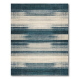 Teal and Ivory Striped Distressed Area Rug