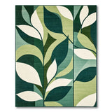 Geometric Green Leaf Abstract Area Rug