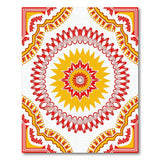 Vibrant Red Gold Starburst Persian Area Rug