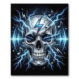 Blue Lightning Skull Area Rug