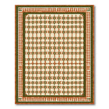 Washable Vintage Geometric Tile Area Rug - Terracotta & Olive Green