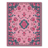 Vintage Pink Rose Medallion Rug