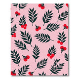 Pink Cherry Leaf Fruit Pattern Area Rug