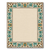 Ornate Teal Acanthus Border Area Rug