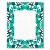Teal Geometric Mosaic Border Rug