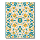 Teal Sunflower Floral Vintage Area Rug