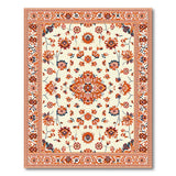 Ivory Orange Floral Persian Area Rug