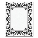 Black and White Ornate Black Floral Frame Area Rug