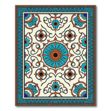 ODIKA Washable Teal & Orange Medallion Area Rug - Low Pile Non-Slip Boho Carpet