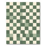 Sage Green Checkered Geometric Rug