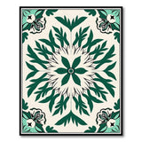 Vintage Green Fern Medallion Area Rug