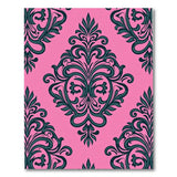 Pink Teal Damask Floral Area Rug