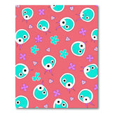 Playful Teal Cartoon Birds Pink Area Rug