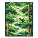 Dinosaur Forest Path Green Area Rug