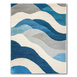 Blue Teal Abstract Wave Area Rug