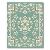 Elegant Teal Floral Lace Area Rug