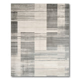Modern Grey Geometric Stripe Grey Area Rug