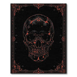 Dark Gothic Skull Black & Rust Washable Area Rug Low Pile