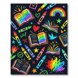 Rainbow Books and Crayons Kids Area Rug