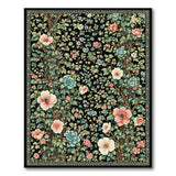 Lush Multi-Color Floral Tree on Black Area Rug