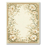 Beige and Neutral Vintage Peony Floral Border Area Rug