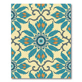 Teal Feather Floral Vintage Area Rug