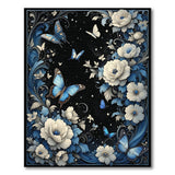 Elegant Blue Butterflies White Peonies Rug