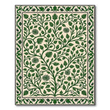 Ornate Green Vine Leaf Area Rug