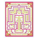 Pink Border Yellow Labyrinth Maze Area Rug