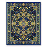 Traditional Persian Navy Blue Gold Mandala Persian Area Rug