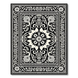 Ornate Black White Persian Floral Area Rug