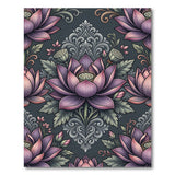 Elegant Purple Lotus Floral Vintage Area Rug